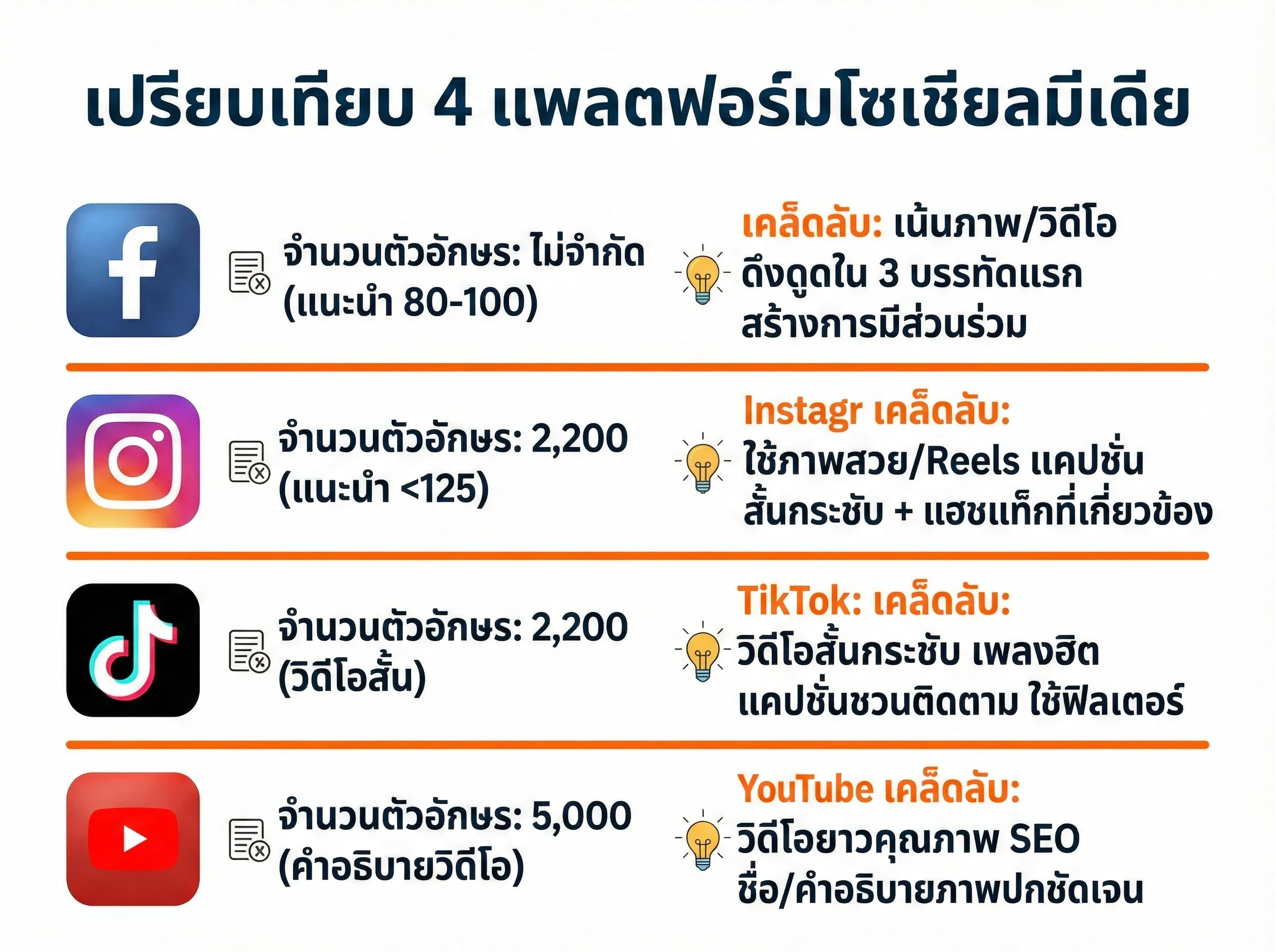 เปรียบเทียบแคปชั่นขายของแต่ละแพลตฟอร์ม Facebook Instagram TikTok LINE